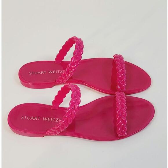 Stuart Weitzman Braida Sawyer Jelly Sandals in Magenta, sz 9 - Picture 3 of 14